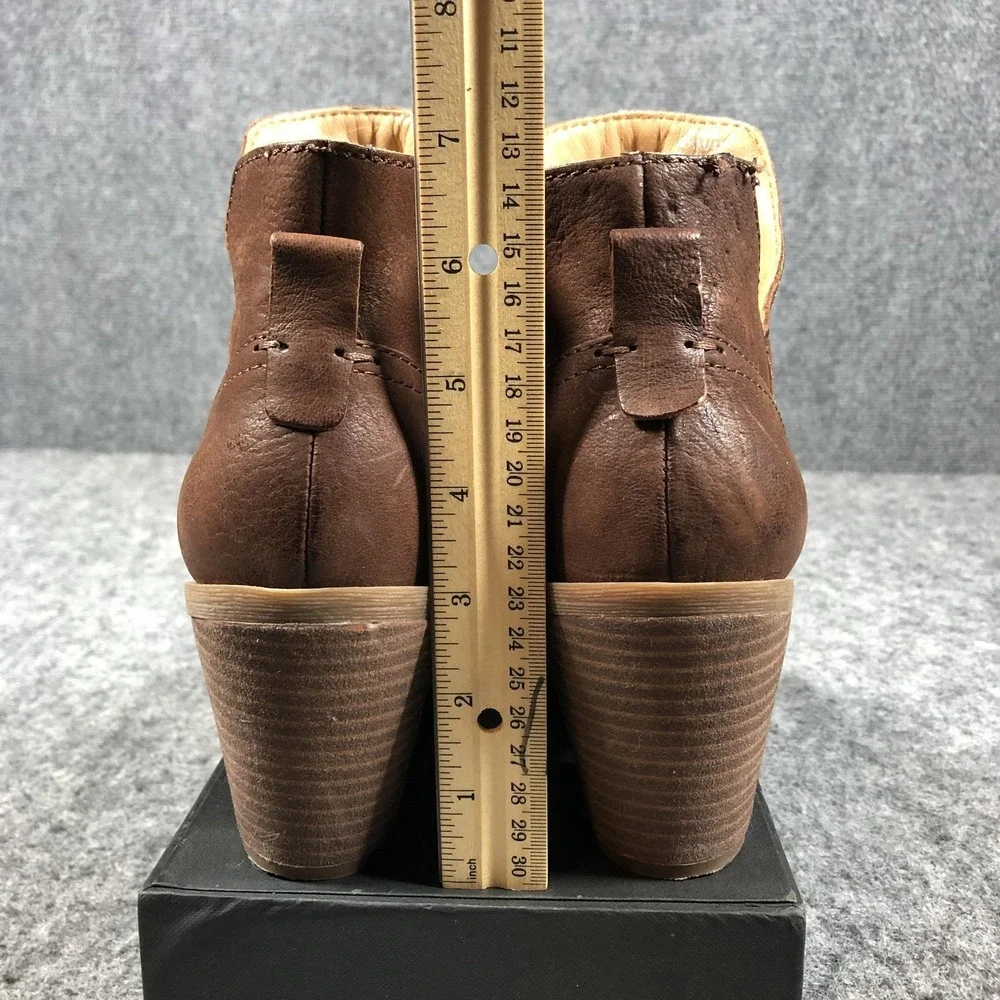 Crown Vintage‎ Ankle Booties Womens 9.5 M Brown Leather Zip Block Heel CV-STAVIE